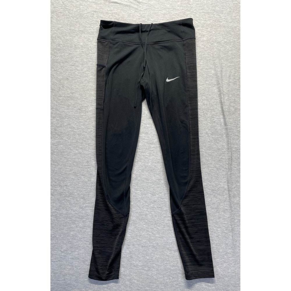 Nike‎ Dri Fit Running Leggings Womens Medium Black Textured Panel Athletic Yoga